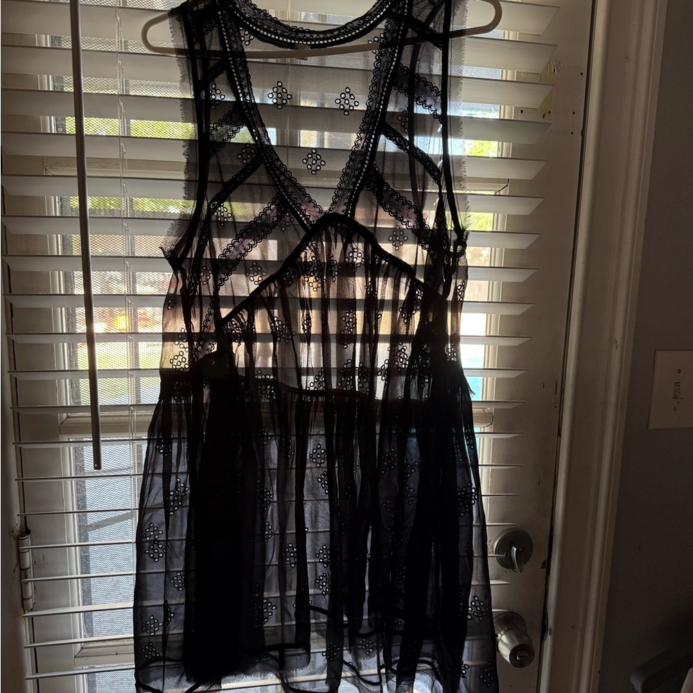 Black Free People Sheer Lace Dress